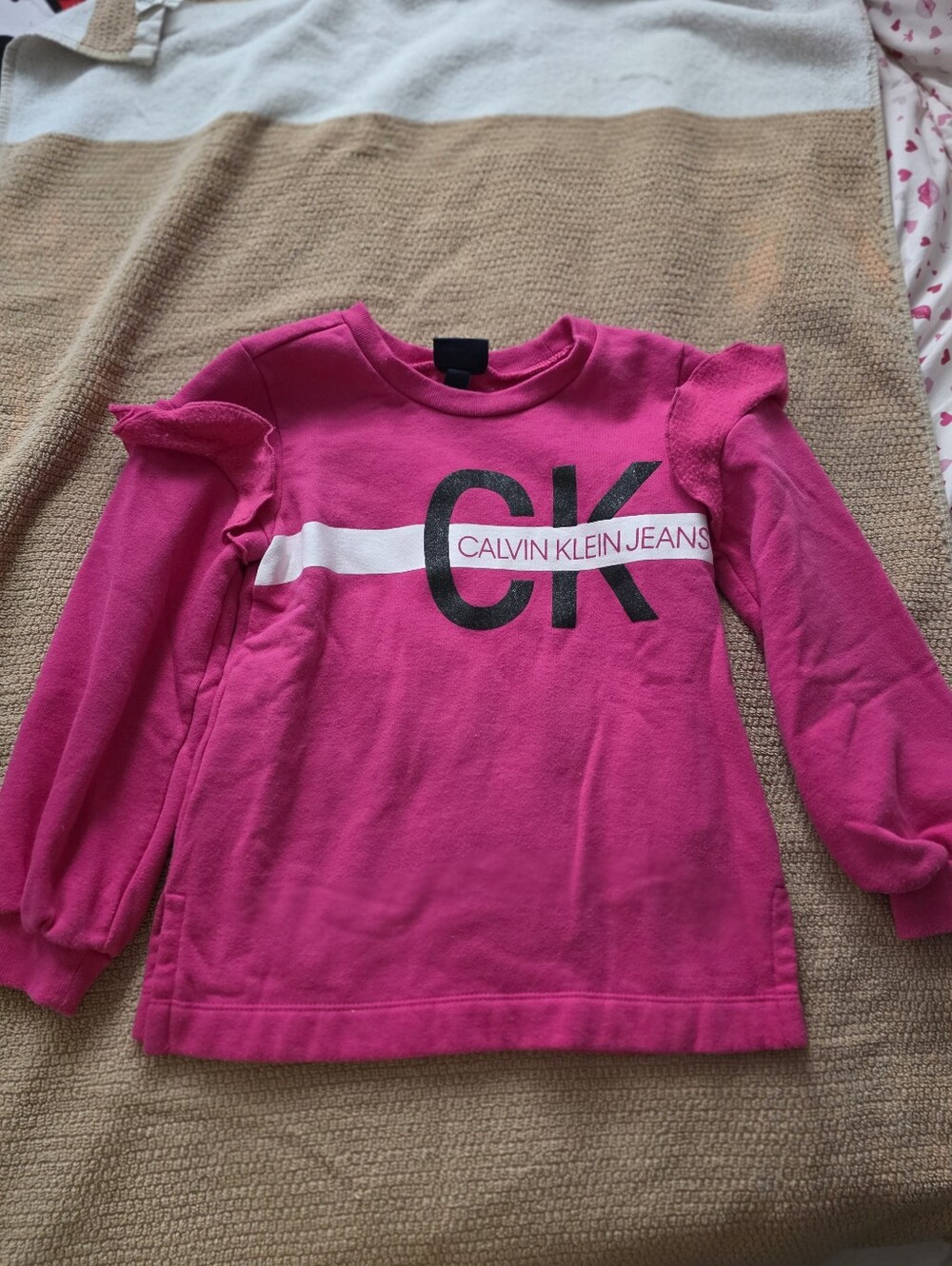 Calvin Klein Jeans Bright Pink CK Logo Long Sleeve Tee